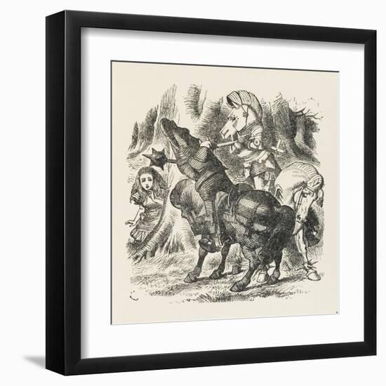 Knights Alice Watches the Fight Between the Red Knight and the White Knight-John Tenniel-Framed Art Print