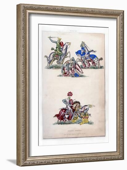 Knights Fighting, C1260-Henry Shaw-Framed Giclee Print