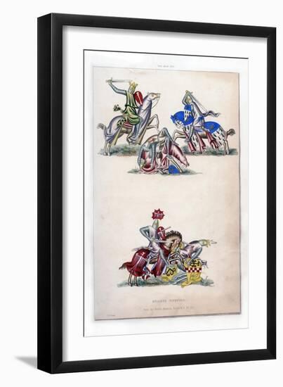 Knights Fighting, C1260-Henry Shaw-Framed Giclee Print