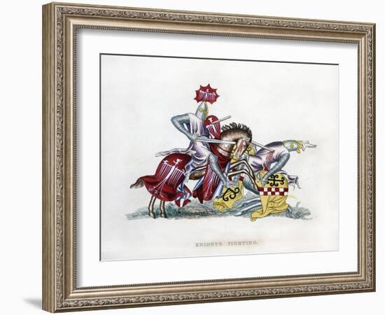 Knights Fighting, C1260-Henry Shaw-Framed Giclee Print