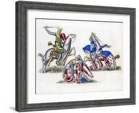 Knights Fighting, C1260-Henry Shaw-Framed Giclee Print