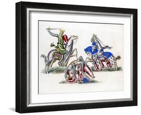 Knights Fighting, C1260-Henry Shaw-Framed Giclee Print