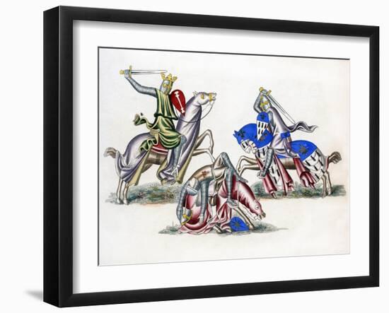 Knights Fighting, C1260-Henry Shaw-Framed Giclee Print