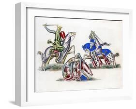 Knights Fighting, C1260-Henry Shaw-Framed Giclee Print