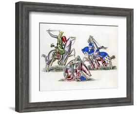 Knights Fighting, C1260-Henry Shaw-Framed Giclee Print