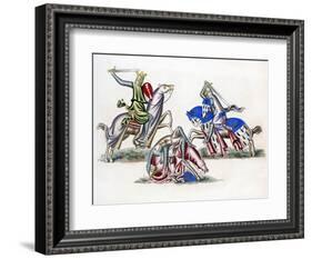 Knights Fighting, C1260-Henry Shaw-Framed Giclee Print