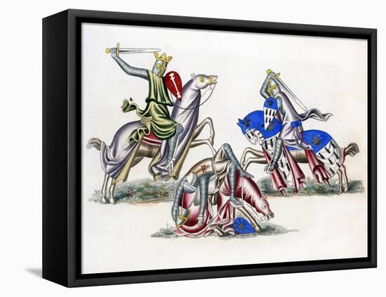 Knights Fighting, C1260-Henry Shaw-Framed Premier Image Canvas