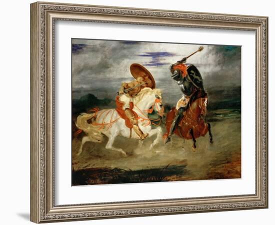 Knights Fighting in the Countryside-Eugene Delacroix-Framed Giclee Print