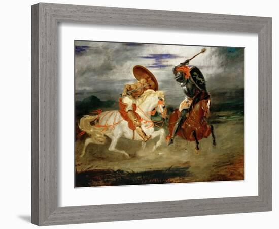 Knights Fighting in the Countryside-Eugene Delacroix-Framed Giclee Print