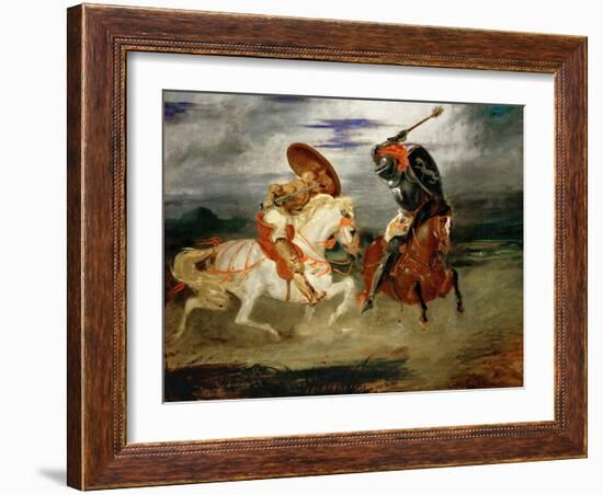 Knights Fighting in the Countryside-Eugene Delacroix-Framed Giclee Print