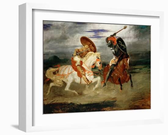 Knights Fighting in the Countryside-Eugene Delacroix-Framed Giclee Print