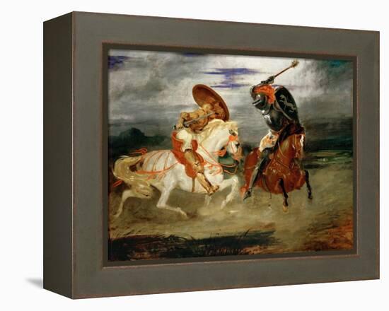 Knights Fighting in the Countryside-Eugene Delacroix-Framed Premier Image Canvas