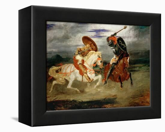 Knights Fighting in the Countryside-Eugene Delacroix-Framed Premier Image Canvas