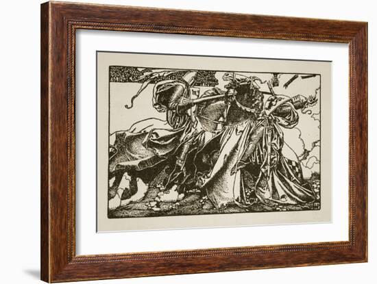 Knights in combat, illustration from 'The Story of King Arthur and his Knights', 1903-Howard Pyle-Framed Giclee Print