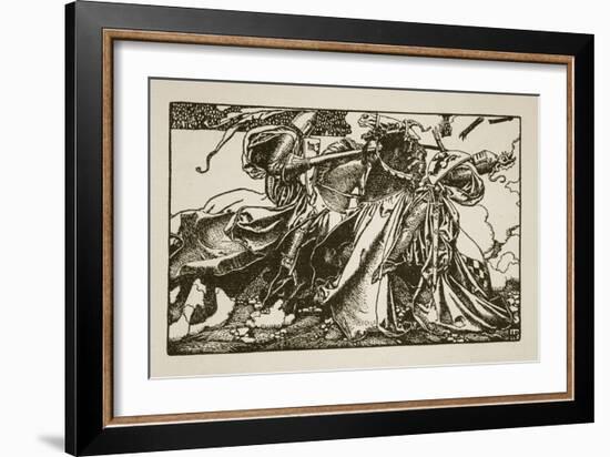 Knights in combat, illustration from 'The Story of King Arthur and his Knights', 1903-Howard Pyle-Framed Giclee Print