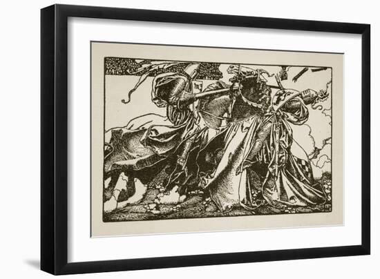 Knights in combat, illustration from 'The Story of King Arthur and his Knights', 1903-Howard Pyle-Framed Giclee Print