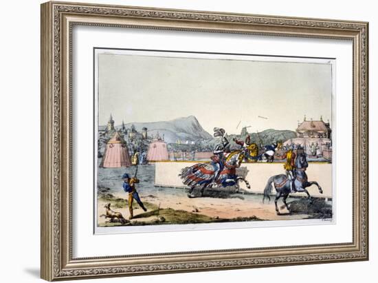 Knights jousting at a tournament, 19th century-Unknown-Framed Giclee Print