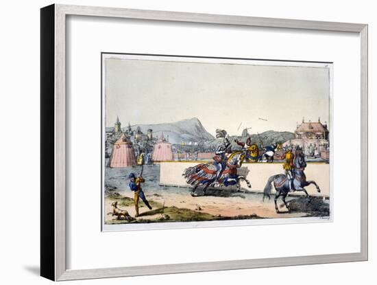 Knights jousting at a tournament, 19th century-Unknown-Framed Giclee Print