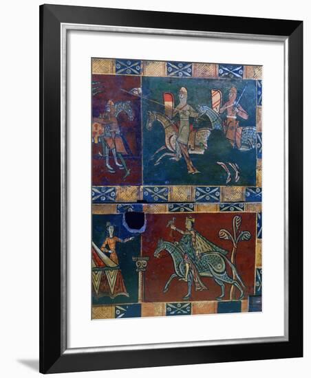 Knights on Horseback and King with a Falcon, 12th Century-null-Framed Photographic Print