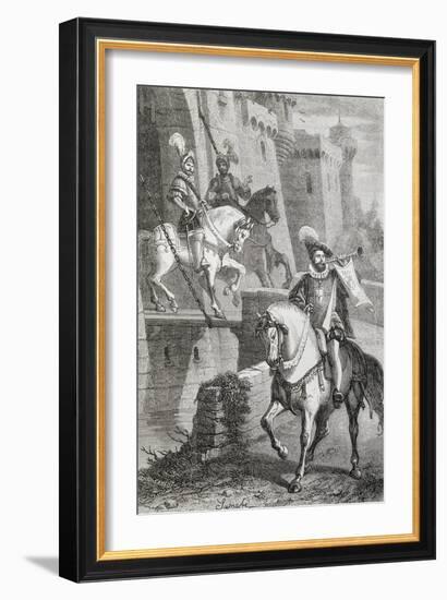 Knights on Horseback, Illustration from Ettore Fieramosca or Challenge of Barletta-Massimo D'Azeglio-Framed Giclee Print