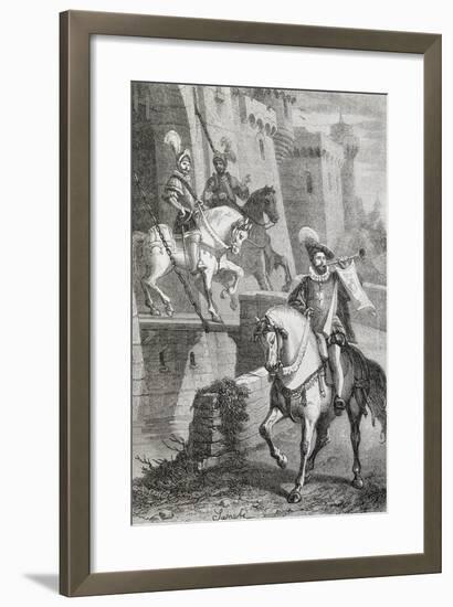 Knights on Horseback, Illustration from Ettore Fieramosca or Challenge of Barletta-Massimo D'Azeglio-Framed Giclee Print