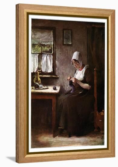 Knitting Fisherwoman, 1901-Hobbe Smith-Framed Premier Image Canvas