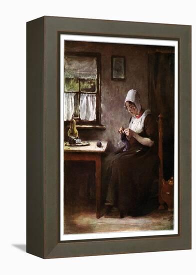 Knitting Fisherwoman, 1901-Hobbe Smith-Framed Premier Image Canvas