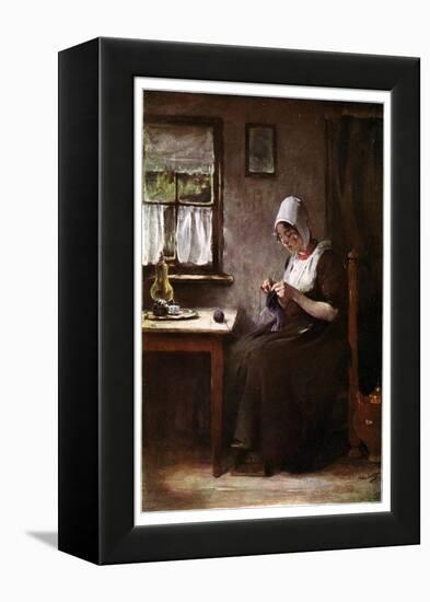 Knitting Fisherwoman, 1901-Hobbe Smith-Framed Premier Image Canvas
