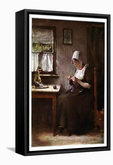 Knitting Fisherwoman, 1901-Hobbe Smith-Framed Premier Image Canvas