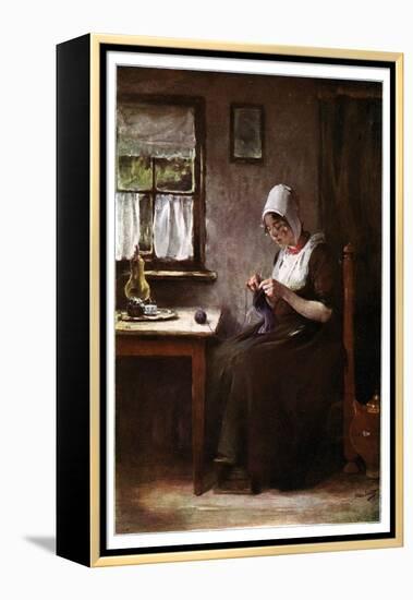 Knitting Fisherwoman, 1901-Hobbe Smith-Framed Premier Image Canvas