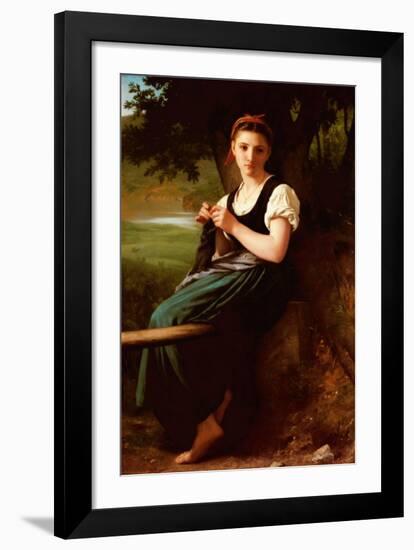 Knitting Girl, 1869-William Adolphe Bouguereau-Framed Art Print