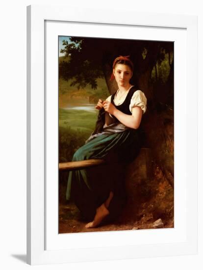 Knitting Girl, 1869-William Adolphe Bouguereau-Framed Art Print