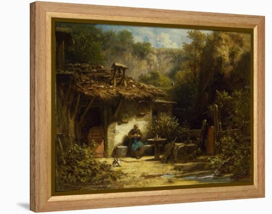 Knitting Hermit, 1860-1870S-Carl Spitzweg-Framed Premier Image Canvas