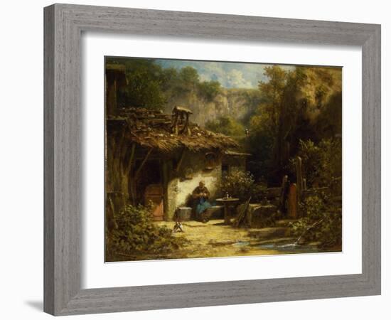 Knitting Hermit, 1860-1870S-Carl Spitzweg-Framed Giclee Print