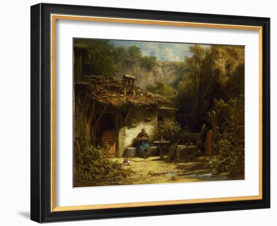 Knitting Hermit, 1860-1870S-Carl Spitzweg-Framed Giclee Print