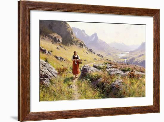 Knitting in a Norwegian Landscape-Hans Dahl-Framed Giclee Print