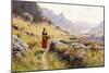Knitting in a Norwegian Landscape-Hans Dahl-Mounted Giclee Print