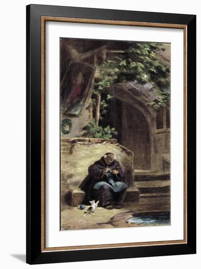 Knitting Monk-Carl Spitzweg-Framed Giclee Print