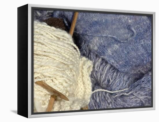 Knitting Needles and Handspun Wool at a Yorktown Reenactment, Virginia-null-Framed Premier Image Canvas