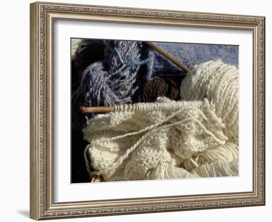 Knitting Needles and Handspun Wool Yarn at a Yorktown Reenactment, Virginia-null-Framed Photographic Print
