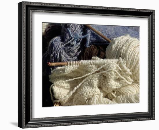Knitting Needles and Handspun Wool Yarn at a Yorktown Reenactment, Virginia-null-Framed Photographic Print