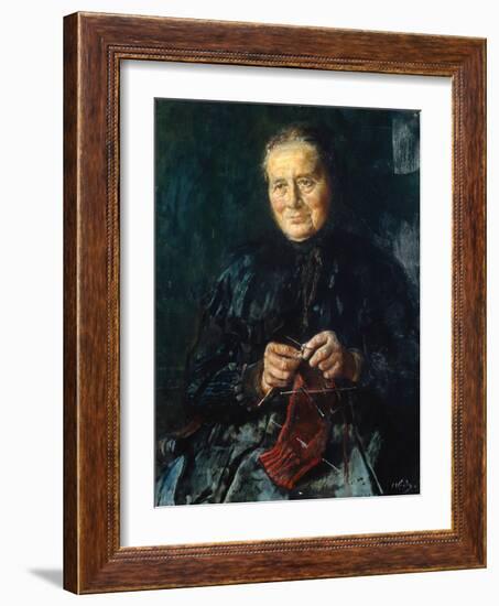 Knitting Old Woman (Oil on Canvas)-Christian Krohg-Framed Giclee Print