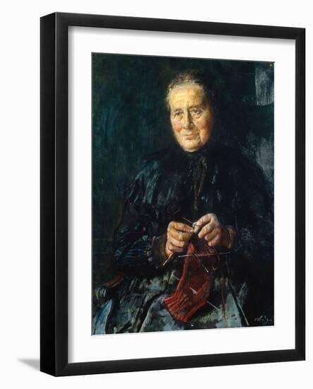 Knitting Old Woman (Oil on Canvas)-Christian Krohg-Framed Giclee Print