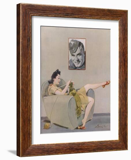 Knitting Sweetheart-null-Framed Photographic Print