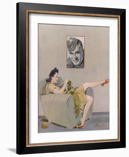 Knitting Sweetheart-null-Framed Photographic Print