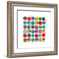 Knitting Yarn Balls and Sheep Abstract Square Composition. Vector EPS 8 Graphic Illustration of Bri-Popmarleo-Framed Art Print