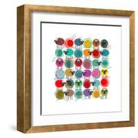 Knitting Yarn Balls and Sheep Abstract Square Composition. Vector EPS 8 Graphic Illustration of Bri-Popmarleo-Framed Art Print