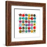 Knitting Yarn Balls and Sheep Abstract Square Composition. Vector EPS 8 Graphic Illustration of Bri-Popmarleo-Framed Art Print