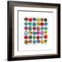 Knitting Yarn Balls and Sheep Abstract Square Composition. Vector EPS 8 Graphic Illustration of Bri-Popmarleo-Framed Art Print