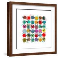 Knitting Yarn Balls and Sheep Abstract Square Composition. Vector EPS 8 Graphic Illustration of Bri-Popmarleo-Framed Art Print